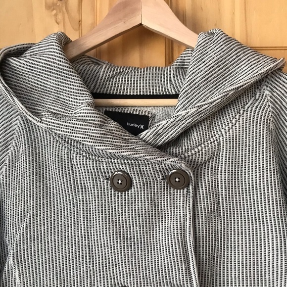 Vintage Hurley distressed elbow patch double button front hoodie size large - Picture 3 of 10